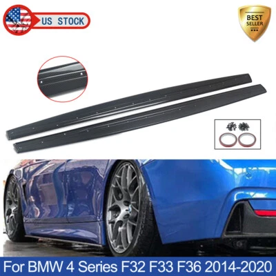 Side Skirt Extension Lip For BMW 4 Series F32 F33 F36 2014 -20 Carbon Fiber Look Foto 1 de 4