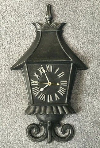 Vintage 1971 Sexton USA Black Cast Aluminum Light Post Lantern Clock Not working Cover