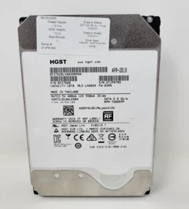HGST Ultrastar 10TB SATA 6.0Gb/s 7200 RPM 3.5" Enterprise NAS HDD 100% Health - Afbeelding 1 van 2