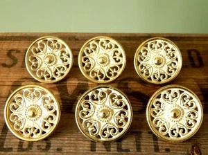 Vintage Set 6 x Decorative Drawer Pulls Handles Knobs Mid Century MCM Retro H17 - Picture 1 of 8