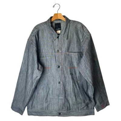 Abrigo Sean John Hombres XL Negro Algodón Cuello Botón Delantero Ropa de Calle Exterior Y2K Foto 1 de 4