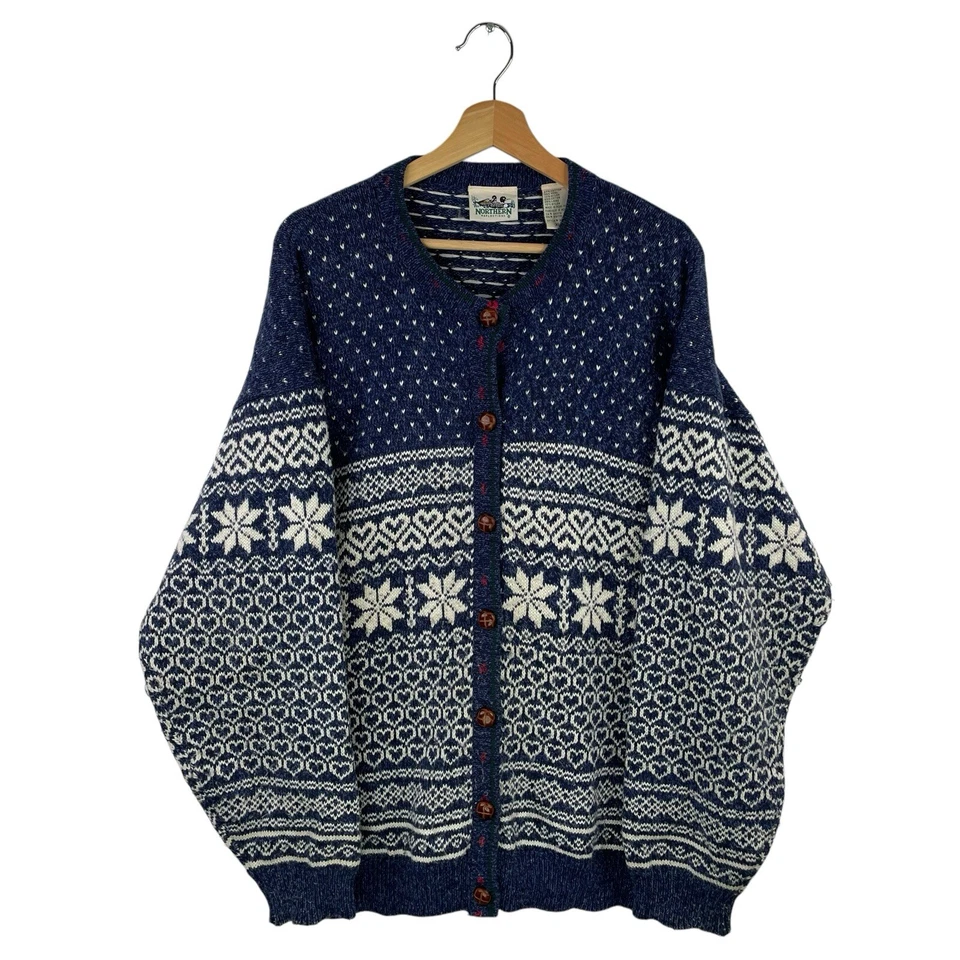 VTG 90s Northern Reflections Fair Isles Nordic Icelandic Ski Winter cardigan XL - Image 1 of 4