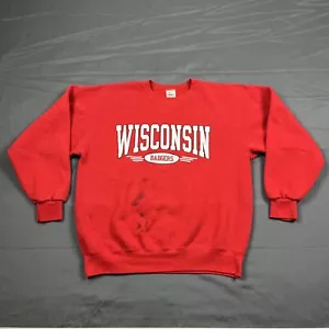 Vintage Wisconsin Badgers Graphic Crewneck Large Red Unisex VTG Read Desc - Picture 1 of 6