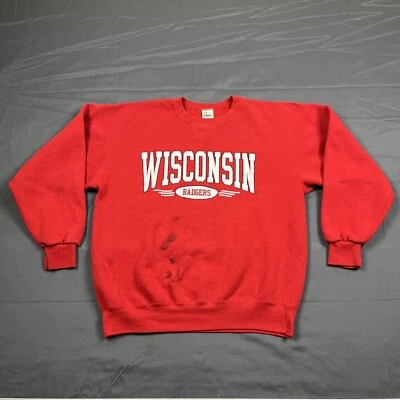 De colección Wisconsin Badgers Gráfico Cuello Redondo Grande Rojo Unisex De Colección Leer Desc Foto 1 de 4