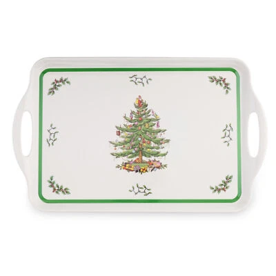 PIMPERNEL Spode Christmas Tree Large Handled Tray (19" x 11.6"), Melamine -Dishwasher Safe
