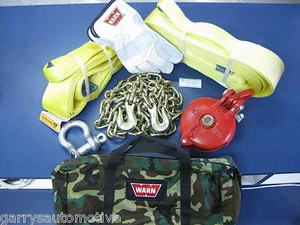 Warn 29460 Heavy Duty Winch Accessory Kit Shackles Snatch Block Trunk 12000 lb - Picture 1 of 3