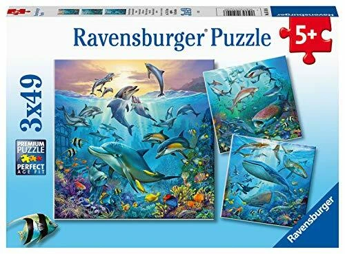 Ravensburger Italy- Tierwelt des Ozeans Puzzle 3x49 Pezzi, Colore Giallo, 05149  - Immagine 1 di 1