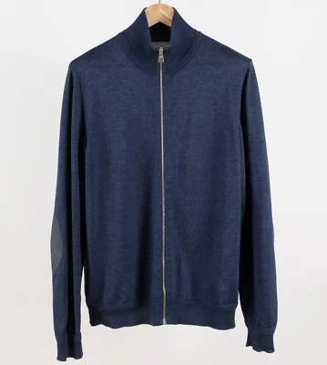 Men's Louis Vuitton Wool Silk Navy Blue Zip Sweater Size L - Image 1 of 4