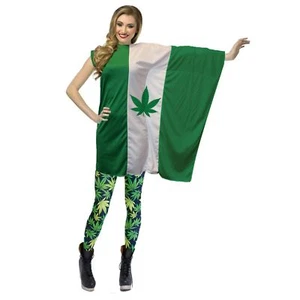 Adults Cannabis Leaf Flag Dress 420 Supporters Fancy Dress Costume [2 Sizes] - Picture 1 of 1