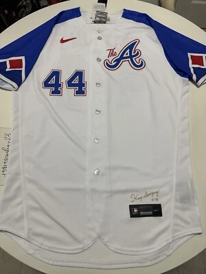 Camiseta deportiva Nike City Connect Hank Aaron Atlanta Braves On Field 44 L auténtica nueva con etiquetas Foto 1 de 4