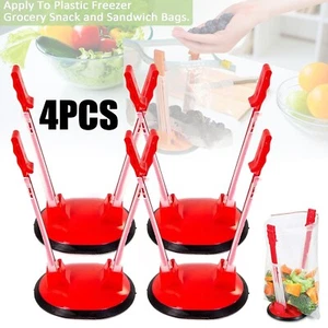 4pc Rack Holder for Food Prep Bag Plastic Freezer Meal Bag Zip lock Stand Baggy - Picture 1 of 6