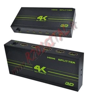 HDMI 4 PORTE 4K 1080p 3D SPLITTER FULL HD TV SDOPPIATORE SWITCH ALIMENTATORE  - Picture 1 of 3