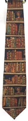 Alynn Ex Libris Books Mens Tie Library Back To School 100% Silk 3.75" Wide USA - Image 1 of 4