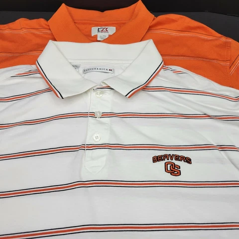 Cutter & Buck Men's XL Orange White Oregon State Beavers Short Sleeve Polo Lot Cover