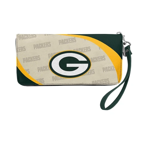 NWT NFL Green Bay Packers Women Synthetic Leather Curve Zip Organizer Wallet Cover