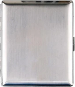 Funda para cigarrillos cepillada cromo años 18 con percha para 18 cigarrillos 85 mm - Imagen 1 de 2