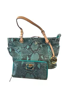 Michael Kors Türkis Python Schlangenleder Set Tasche Handtasche & Portemonnaie sauber sehr guter Zustand - Bild 1 von 24
