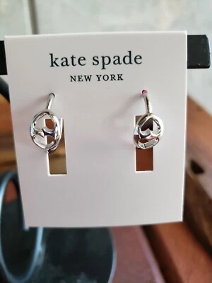 kate spade - duo link - small hoop heart earrings - silver - NWT - $58  A32 - Image 1 of 4