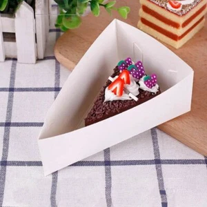 25x White Triangular Cake Slice Serving Boxes - Wedding Birthday Plate Triangle - Picture 1 of 7