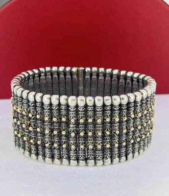 Pulseira KONSTANTINO 750 925 prata esterlina ouro 18K Hera PUNHO LARGO - Imagem 1 de 4