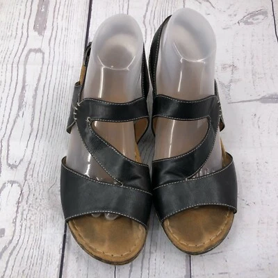 Sandalias para mujer Natural Soul negras talla 10 M correa de cuña al tobillo de Naturalizer Foto 1 de 4