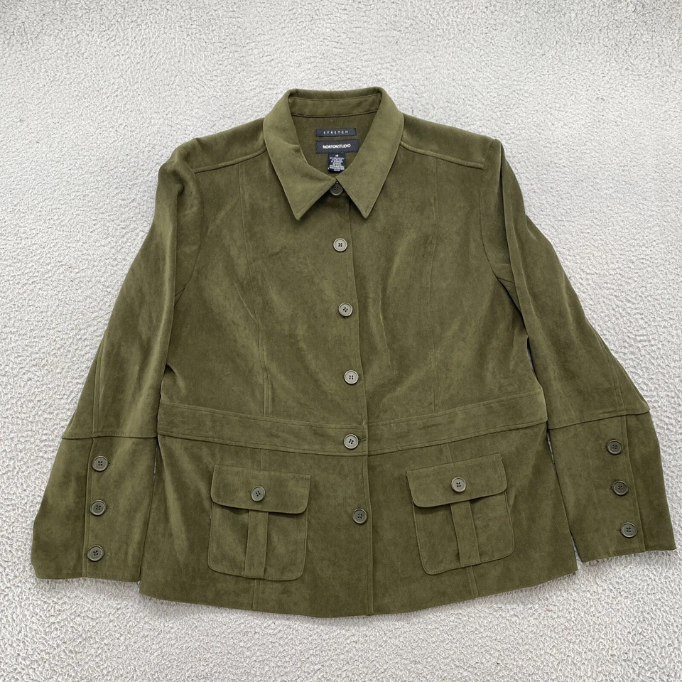 Norton Studio Women’s Green Button Up Jacket in Size 18 - Image 1 of 4