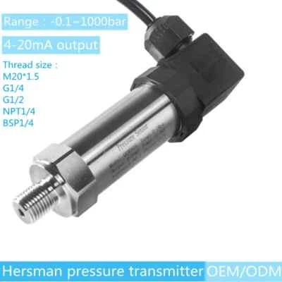 4-20mA Pressure Transmitter 10kPa to 1.6MPa 100psi 100mbar 16bar Water Gas Oil - Image 1 of 4
