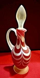 Beautiful Vintage Nailsea Glassworks Satin Glass Cruet White Feathering - Picture 1 of 3