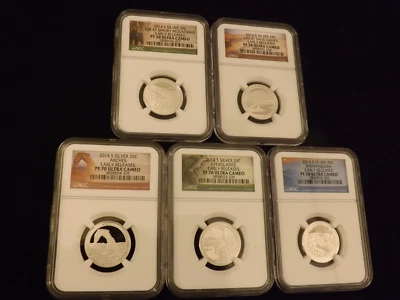 2014-S   25C      5 Coin   SILVER   Set       NGC  PF 70 - Image 1 of 2