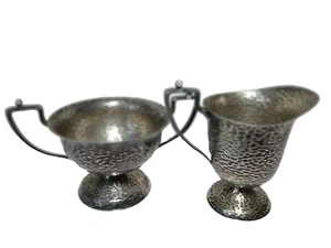 Vintage W.M. Mounts Sugar Bowl & Creamer Homan Plate on Nickel Silver - Picture 1 of 7