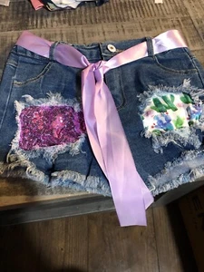 GIRLS SIZE "2XL" SIZE 18; JEAN SHORTS WITH A LITTLE EXTRA DECOR. - Picture 1 of 6