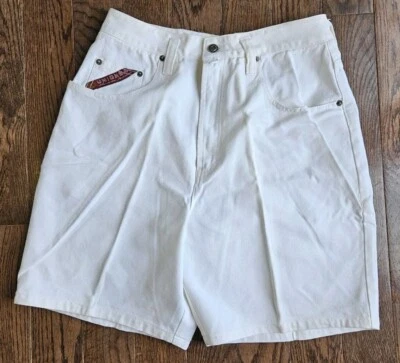 复古 Unionbay 90 年代白色高腰 A 字牛仔短裤青少年 13 码 — 第 1/4 张图片