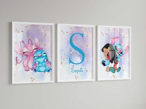 Impresiones de puntada personalizadas, estampado de dormitorio de ángel (juego de 3) cuadros guardería - Imagen 1 de 1