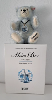 Steiff Holland Mühlen Bär 660269 K/F Porzellan-Plakette Musikwerk OVP limitiert - Bild 1 von 4