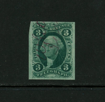 USA Scott # R19A VF Used 3c Telegraph BOB Revenue US Stamp Cat $100 - Image 1 of 2