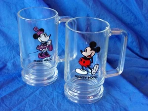 Tazas de vidrio transparente Mickey Mouse y Minnie Mouse 14 oz Walt Disney Productions de colección - Imagen 1 de 5