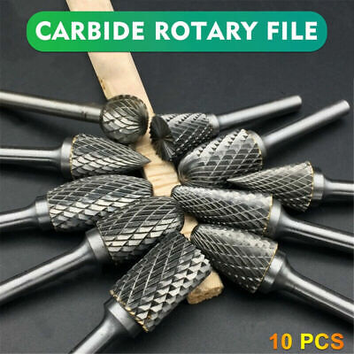 10Pcs Tungsten Steel Solid Carbide Burrs For Dremel Rotary Bit Accessories Kit • 8.53£