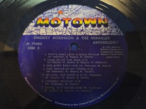 SMOKEY ROBINSON & THE MIRACLES ANTHOLOGY - VINYL RECORD LP DISC 2 ONLY, NO COVER - Picture 1 of 3