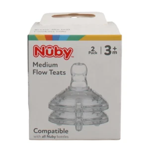 Nuby Medium Flow Anti-Colic Bottle Teats 2pk - Picture 1 of 7