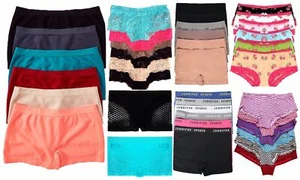 12 Pack Boyshorts Briefs Seamless No Show Cheeky Panties Crochet Lace Sports - Picture 1 of 21
