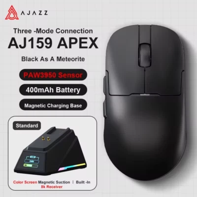 AJAZZ AJ159 Wireless Gaming Mouse – PAW3395, 56 g, Dual/Triple-Mode, RGB Base - Image 1 of 4