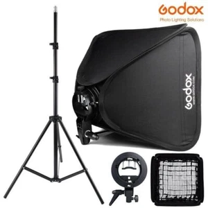 Godox 80x80cm klappbar Softbox Grid+ S-typ Bowens Blitzhalter +Lampenstativ Set - Picture 1 of 10