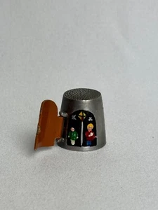 Dedal de peltre de colección puerta de Navidad se abre firmada Mundial “The Fist Noel”  - Imagen 1 de 7