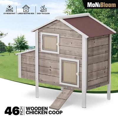 46"Wooden Chicken Coop Cage Hen Rabbit Hutch 2-Tier Poultry Habitat Animal House - Image 1 of 4