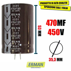 CONDENSATORE ELETTROLITICO 470 MF 450V 105 GRADI ELNA - Foto 1 di 1