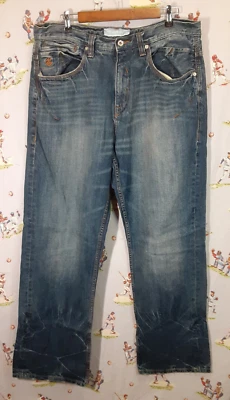 👀 Rocawear Men’s Jeans Size 38x33 BAGGY Fit Blue Denim Embroidered - Image 1 of 4