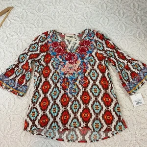 Neu mit Etikett Savanna Jane Bluse klein Viskose Blumen bestickt Boho Bauer Cottagecore - Bild 1 von 12