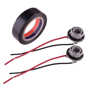 2pcs 1156 Universal Car Rear Turn Signal Pigtail Wire Female Bulb Socket & Tape - Picture 1 of 5