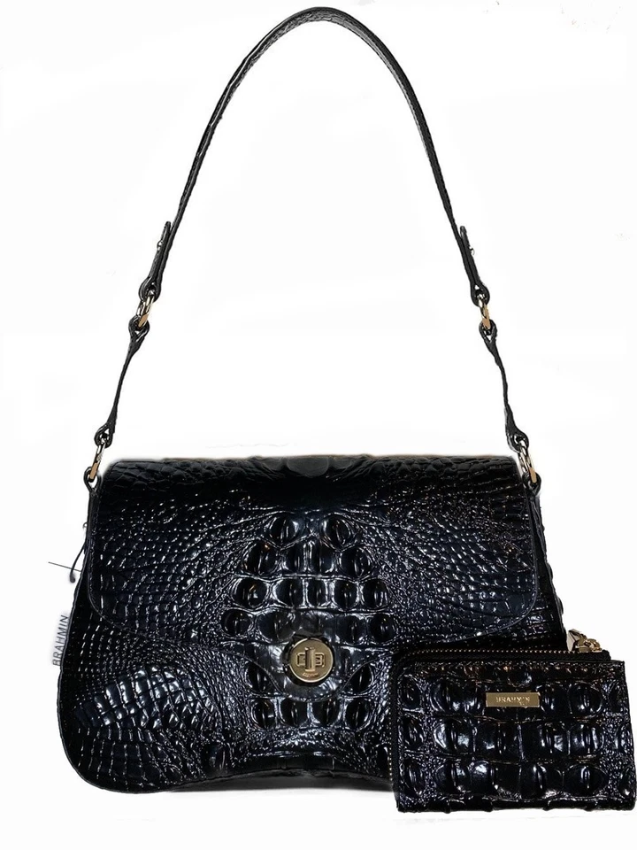 Brahmin NERIDA Shoulder Bag BLACK Melbourne Leather