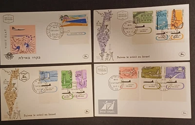 1960 - 1962 ISRAEL STAMPS FDC AIRMAIL FULL TAB TOWNS FIRST DAY COVER SET VF - Image 1 of 2